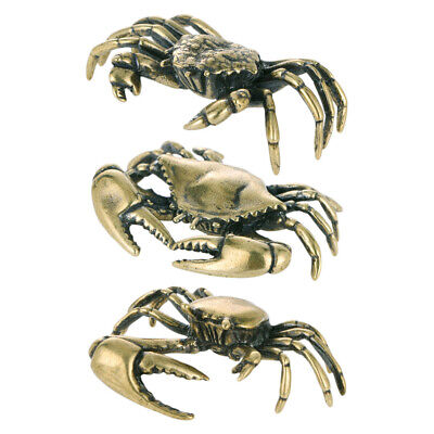 3Pcs Decorative Crabs Adornments Brass Crabs Ornaments Tea House Desktop Decors