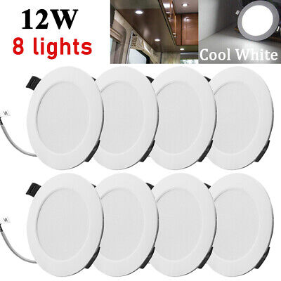 8X 12W LED Panel Ceiling Lights Recessed Down Lamp Kitchen Fixtures Cool White 