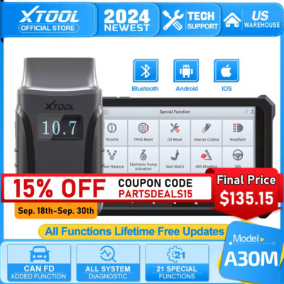 XTOOL A30M BT OBD2 Bidirectional Full System Scan Tool 21+ Services Oil Reset