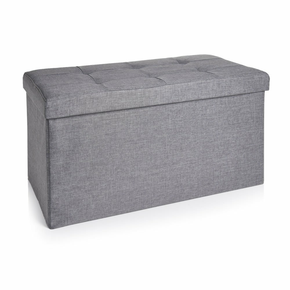 Wilko Large Grey Ottoman / storage box in faux linen, in asnew condition in Emsworth