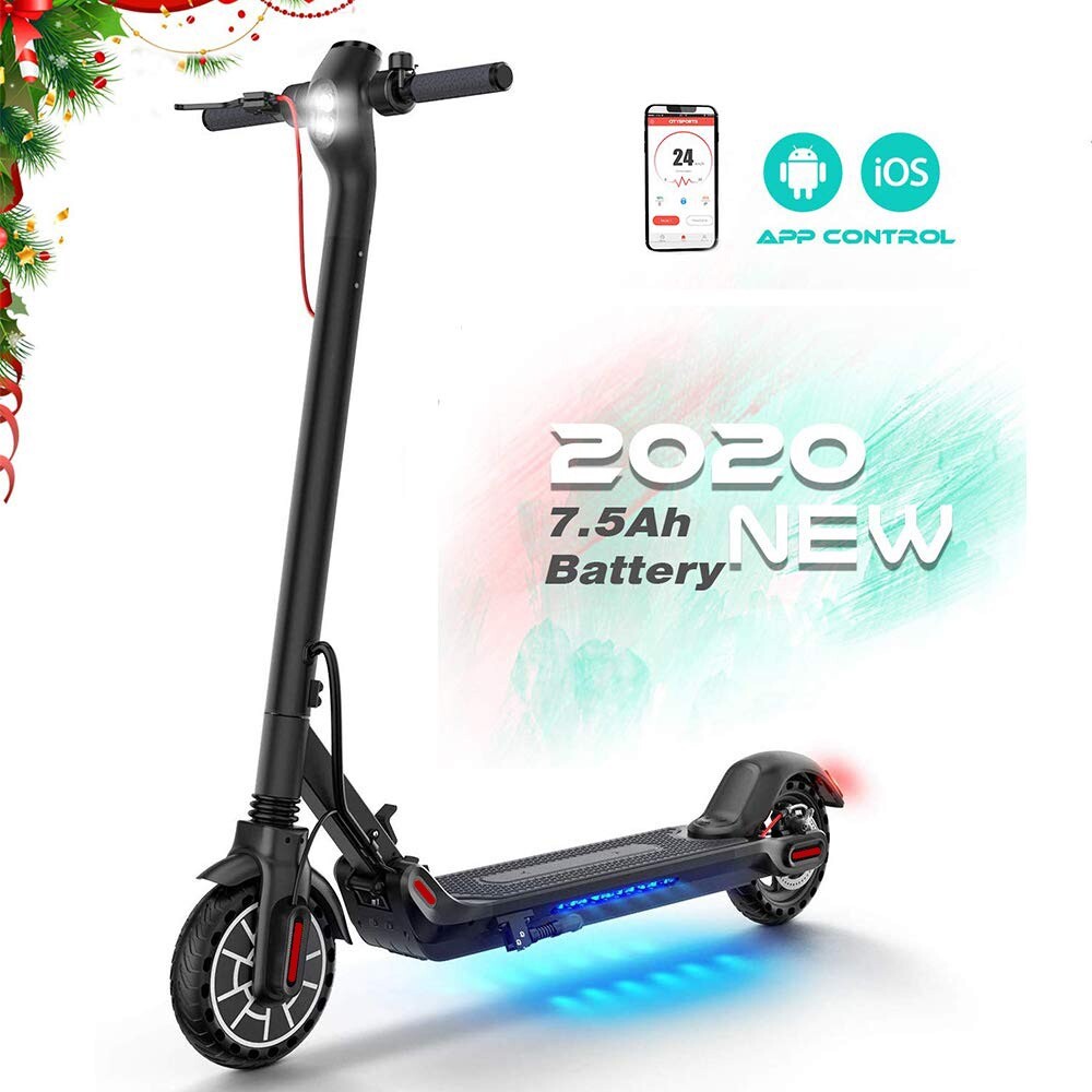 Electric Scooter with Bluetooth Double Headlight System in Forest