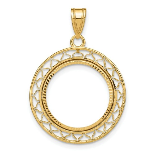 Pre-owned Roy Rose Jewelry Wideband 14k Yellow Gold Coin Bezel Pendant Mounting - 16.5mm-32.7mm Coin Size