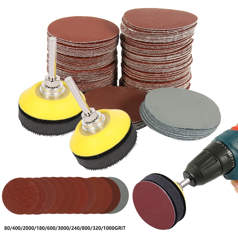 200pcs  2 inch Sanding Discs Pads Hook Loop For Drill Grinder Rotating Tools