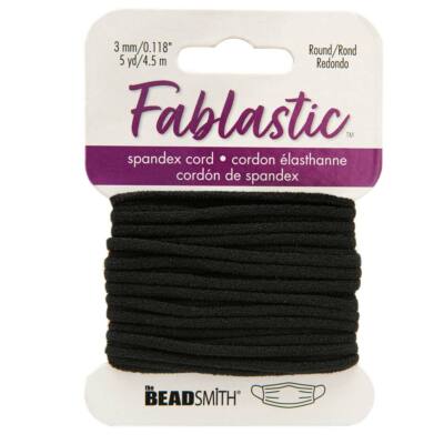 Fablastic 3mm Spandex Elastic Cord Black 43946 5yd Round Stretch Jewelry Mask