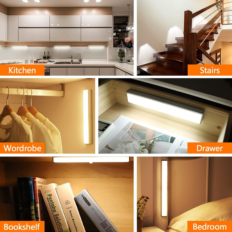 6 Pack LED Motion Sensor Lights, 10 LED Closet Battery Operated Lights, Stick-On