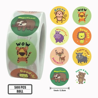 500pcs Motivational Sticker Cute Animal Praise Reward Cartoon Tape Kid Student