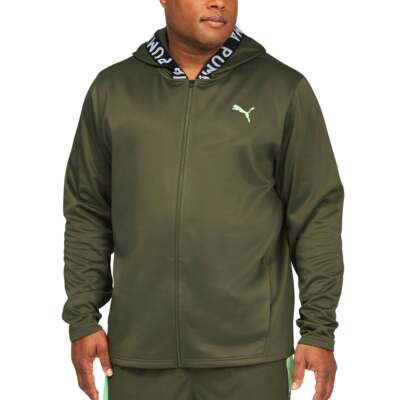 

Puma Train Pwr Fleece Full Zip Hoodie Большие высокие мужские зеленые пальто Куртки Outerwea, Зеленый, Puma Train Pwr Fleece Full Zip Hoodie Big Tall