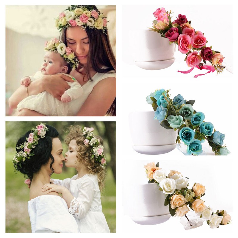Slap Circle Girl Flower Hairband Bridal Head Band Baby Mom Headwear