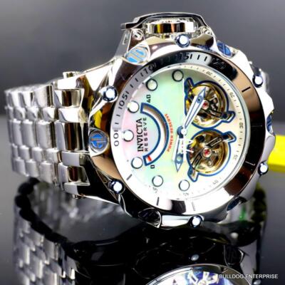 Pre-owned Invicta Reserve Venom Fusion Double Open Heart Automatic Steel Mop Watch