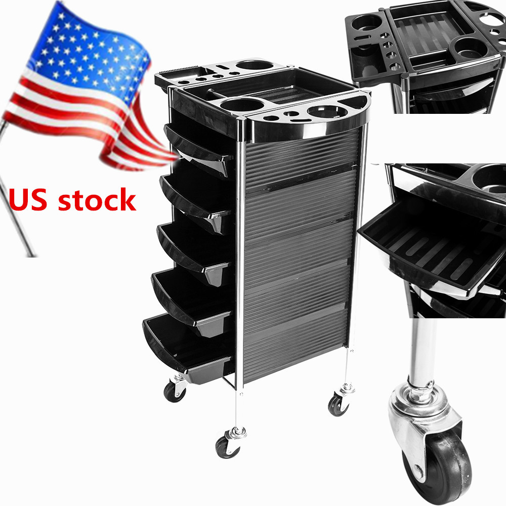 5 Tiers Hairdresser Beauty Storage Trolley Storage Hair Rolling
