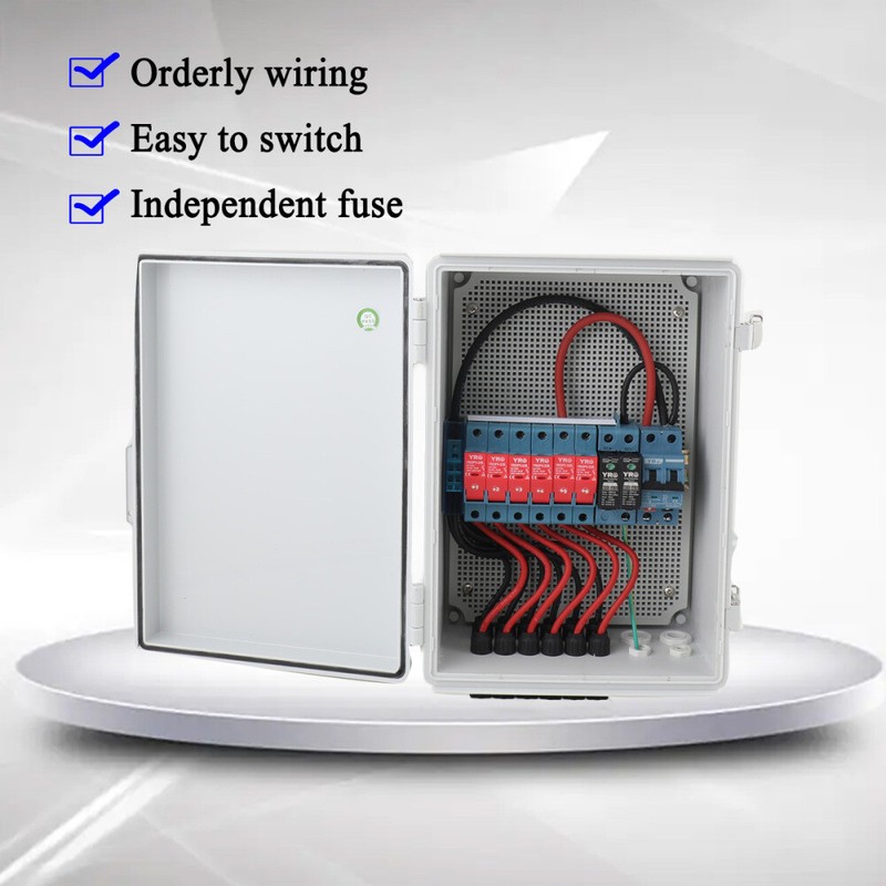 6 String Solar PV Combiner Box 15A 500V Circuit Breaker for Solar Panel IP65