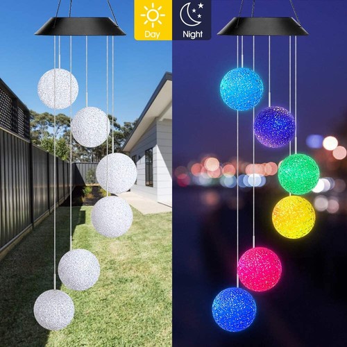 Solar Powered LED Wind Chime Lights Color-Changing Yard Garden Decor Xmas Gift