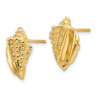 Pre-owned Superdealsforeverything Real 14kt Yellow Gold Conch Shell Earrings