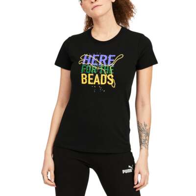 

Женская футболка Puma Here For The Beads с круглым вырезом и короткими рукавами, размер, Черный