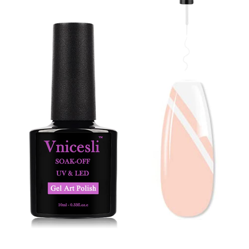 Swirl Nail Art Gel Polish with Thin Brush for Home Salon