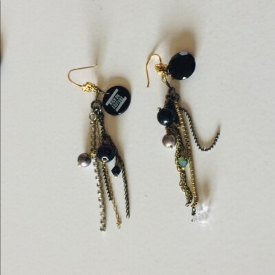 JUICY COUTURE HIGH ON COUTURE DROP EARRINGS BLACK NWOT