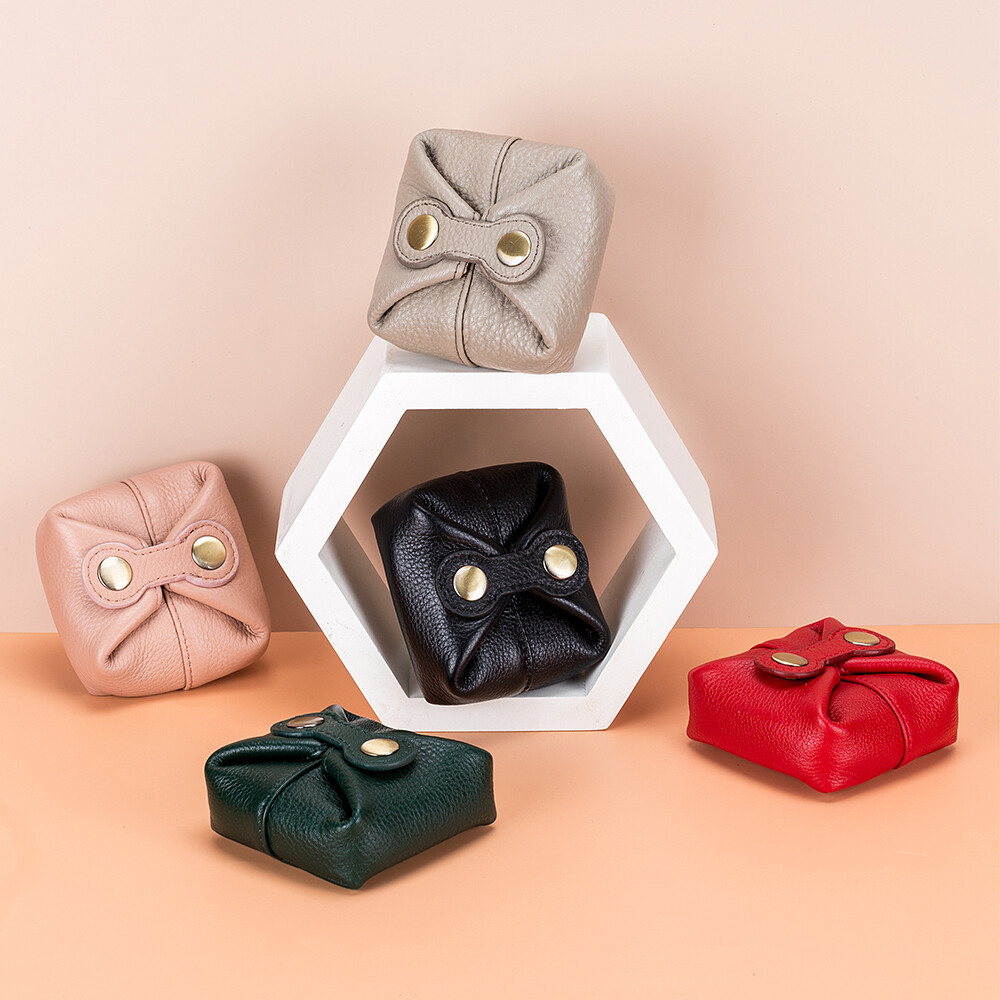 Coin Purse for Men Women Leather Change Purse Holder Wallet Small Snap Pouch