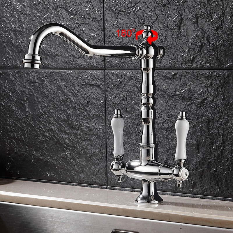 Traditional Victorian Kitchen Sink Mixer Taps Mono Brass ...