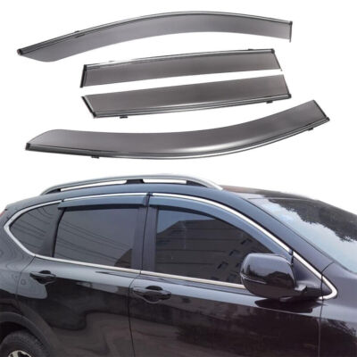 Fit For 2017 2018-2022 Honda CRV CR-V Chrome Trim Smoke Window Visors Rain Guard