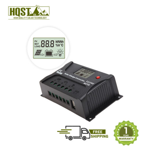 HQST 20A PWM Solar Charge Controller LCD 12V 24V Battery Reg