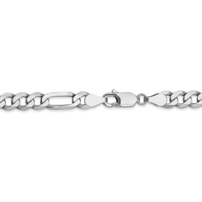 Pre-owned Superdealsforeverything Leslie's Real 14kt White Gold 5.5mm Flat Figaro Chain; 7 Inch; Lobster Clasp