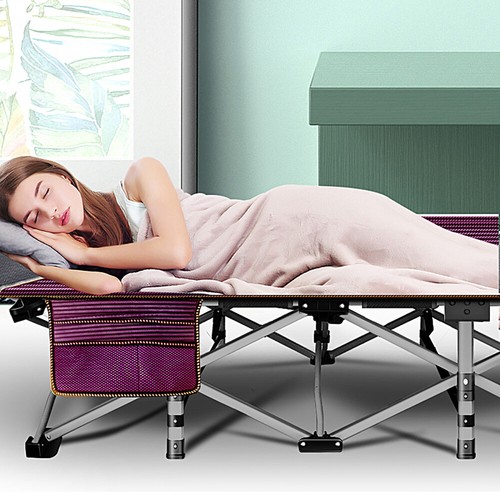 NAIZEA Folding Camping Cot Heavy Duty Sleep Bed Portable w/Mat+Bag Military Cots