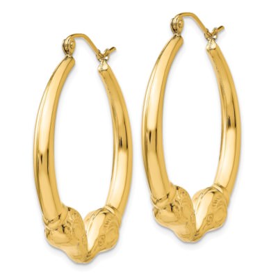 Pre-owned Superdealsforeverything Real 14kt Yellow Gold Polished Ram Hoop Earrings