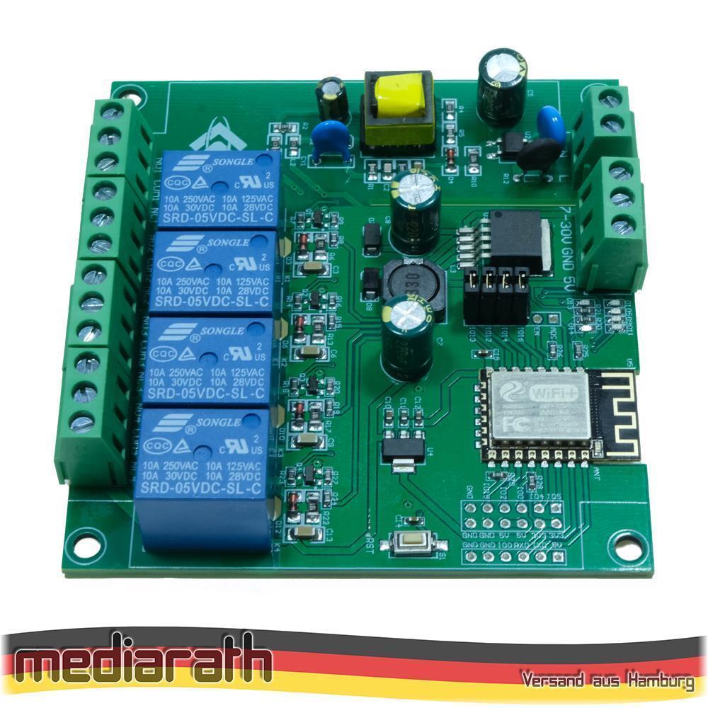 LC Technology ESP8266 ESP-12F WiFi 4 Kanal Relais DC5-30V AC90-250V Tasmota 15