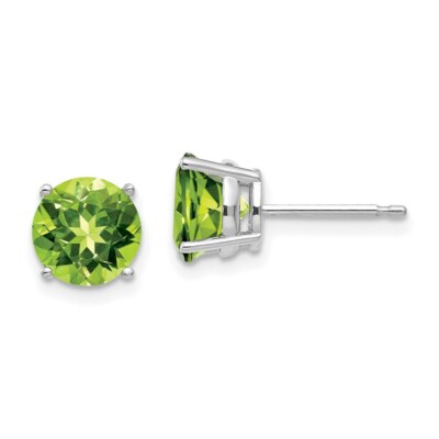 Pre-owned Superdealsforeverything Real 14kt White Gold 7mm Peridot Earrings In Yellow