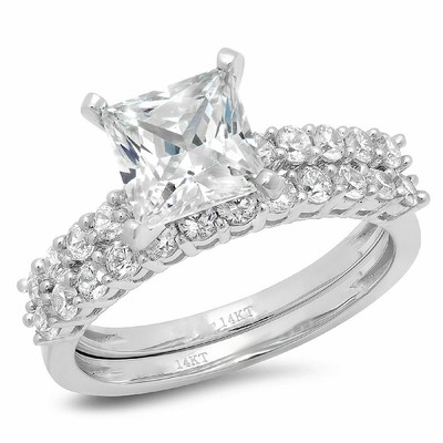Pre-owned Pucci 2.51ct Princess Cut Solitaire Engagement Bridal Ring Band Set 14k White Gold In White/colorless