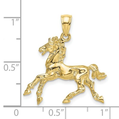 Pre-owned Skyjewelers Real 10kt Yellow Gold 3-d Horse Trotting Charm
