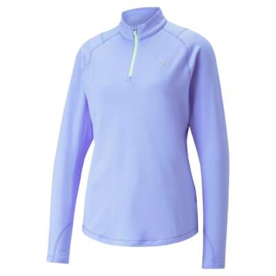 

Пуловеры Puma Run Cloudspun с длинным рукавом и молнией до половины, женские, фиолетовые, повседневные, спортивные, O, Фиолетовый, Puma Run Cloudspun Long Sleeve Half Zip Pullover