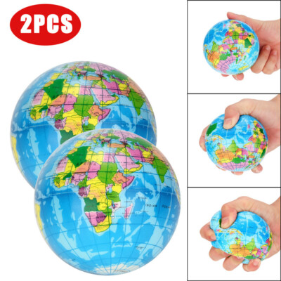 2PCS Stress Relief World Map Jumbo Ball Atlas Globe Palm Ball Planet Earth Ball