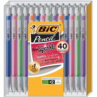 Bic Xtra-Sparkle Mechanical Pencil, Medium Point (0.7 mm), Assorted Color, 40ct