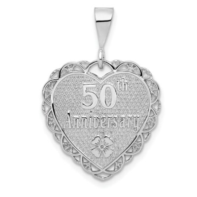 Pre-owned Superdealsforeverything Real 14kt White Gold Reversible 50th Anniversary Charm