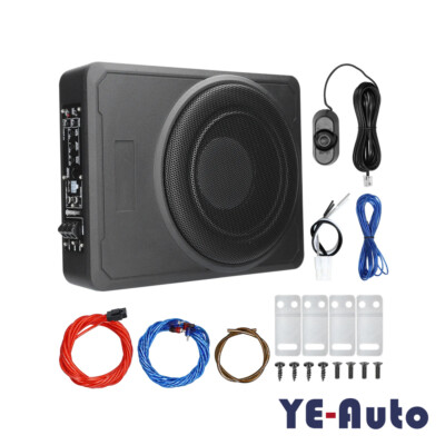 10'' 600W Slim Under-Seat Subwoofer Powered Car Truck Sub w/ Amp Kit Speaker B4W2