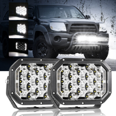 AUXBEAM 7x5''inch LED Driving Work Lights w/ White DRL Pods For Chevy GMC Toyota