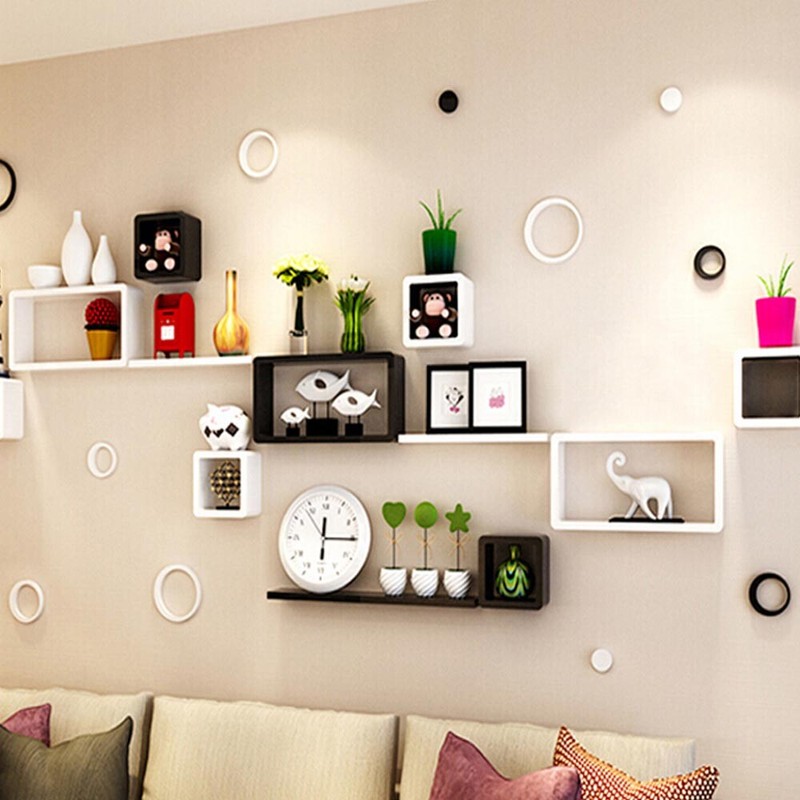 Set Of 6 Floating Wall Mounted Shelves Display Storage Shelf Home
