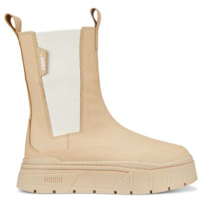 Женские бежевые повседневные ботинки Puma Mayze Stack Round Toe Chelsea 38627202