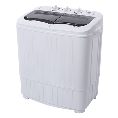 Semi Automatic Washing Machine Gray Cover 14.3lbs Compact Design Energy