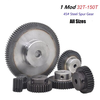 1 Mod 32T-150T Precision Spur Pinion Gear With Step 45# Steel Motor Gear x 1Pcs