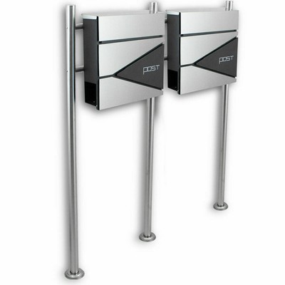 16778/ Freistehender Doppel Standbriefkasten Brief Briefkastenanlage Graphit