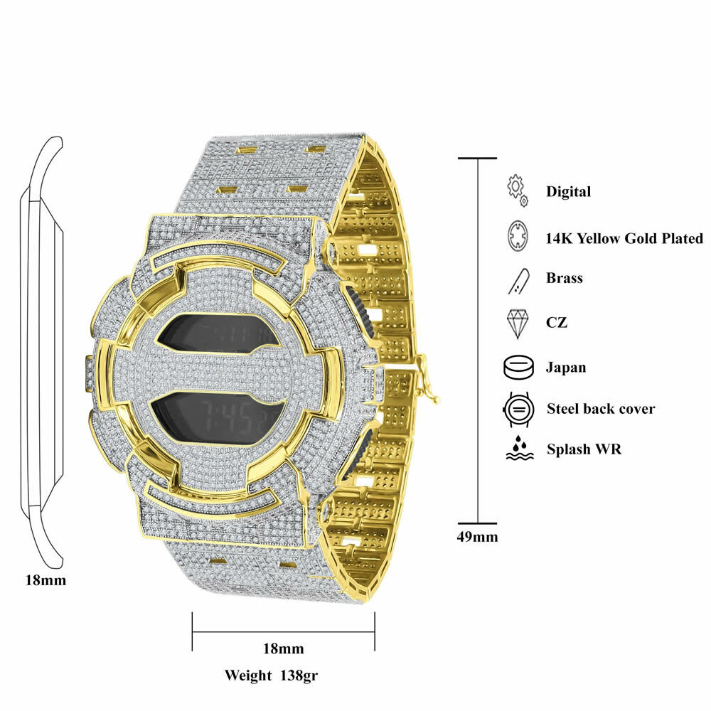 Pre-owned Hiphopjewelry Men's Authentic G-shock Shock Custom Simulated White Diamond Watch Gd-100 1b