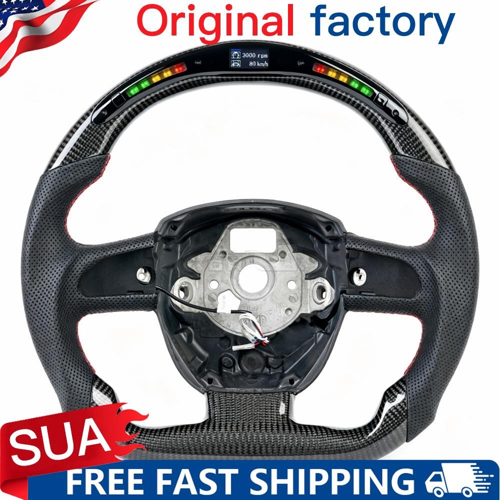 Customized Sport LED Steering Wheel Carbon fiber Flat For Audi A4 A5 2004‑2012
