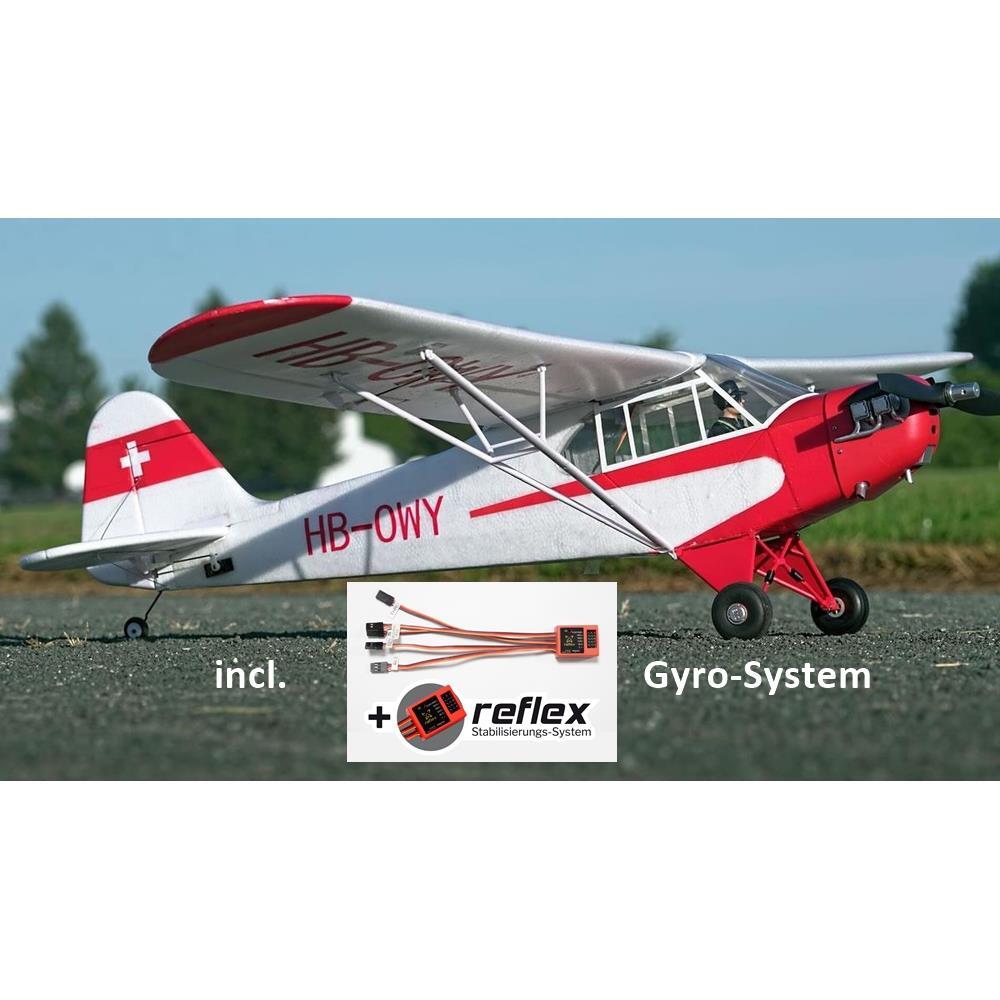 FMS Piper J3 Cub V3 PNP incl. Schwimmer - 140 cm - Combo mit Reflex Gyro System