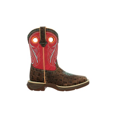

Durango Lil Rebel Gator с тиснением в виде ковбоя с квадратным носком для маленьких мальчиков красный повседневный бу, Durango Lil' Rebel Gator Embossed Cowboy Square Toe Toddler