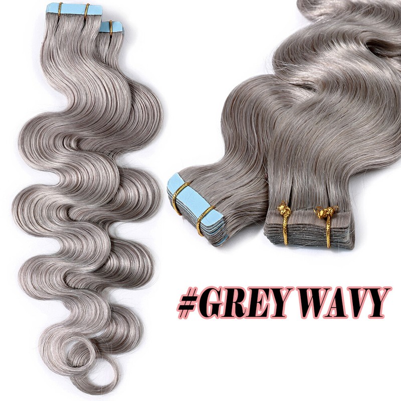 Any Color Wave Curly Tape In Real Remy Human Hair Extensions Skin Weft Thick Q57