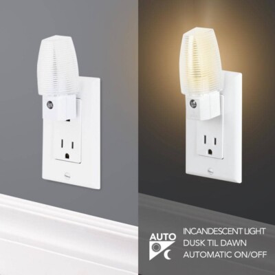 3.47 In. Plug-In Incandescent Automatic Dusk to Dawn Warm White LED Night Light