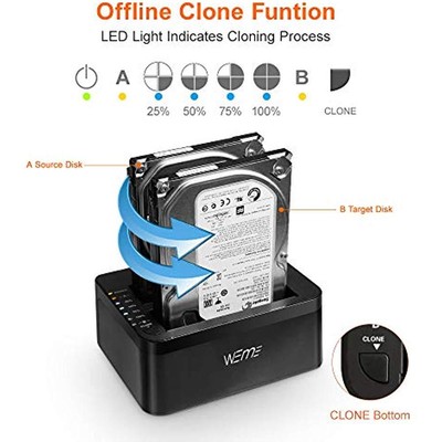 USB 3.0 SATA Dual-Bay External Hard Drive Docking Station Offline Function For 