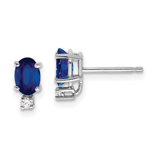Pre-owned Jewelryweb 14k White Gold 6x4mm Oval Sapphire Aa Diamond Earrings